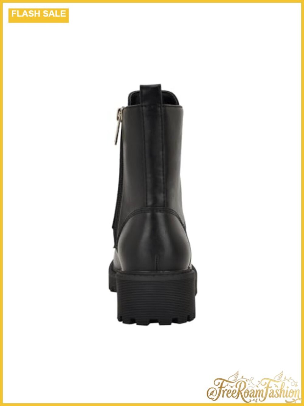 Faux Leather Charm Lace-Up Combat Ankle Booties - Picture 2 of 5